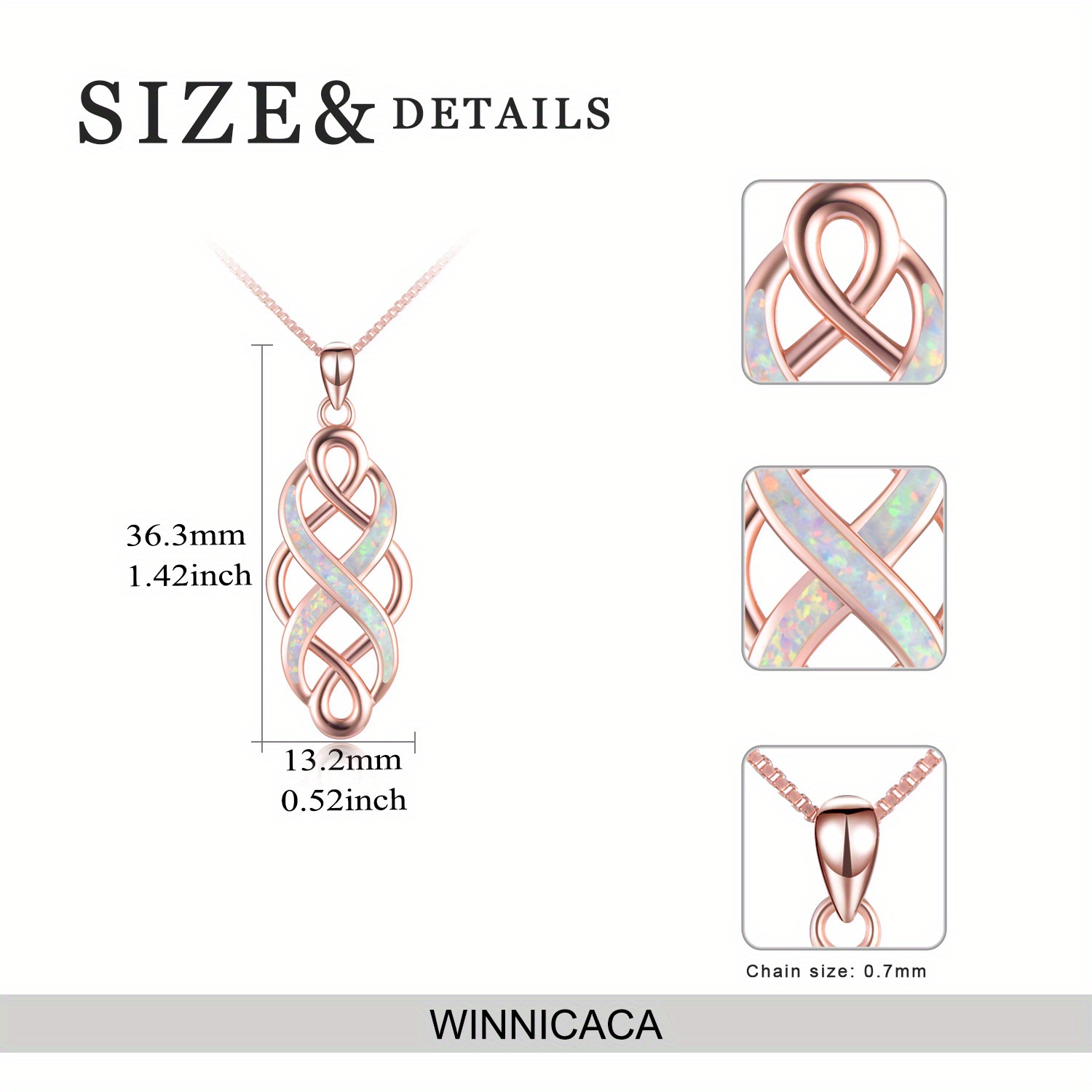 YFN Celtic Knot Necklace with Created Opal Pendant