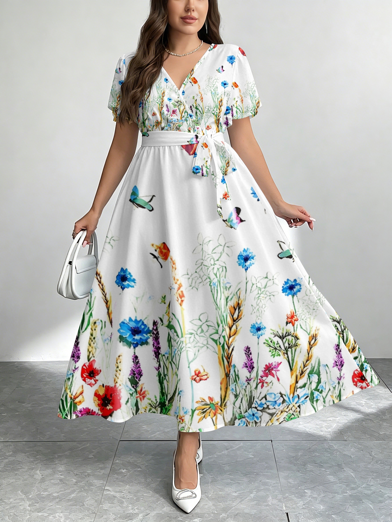 white dress with butterflies sold on Temu United States