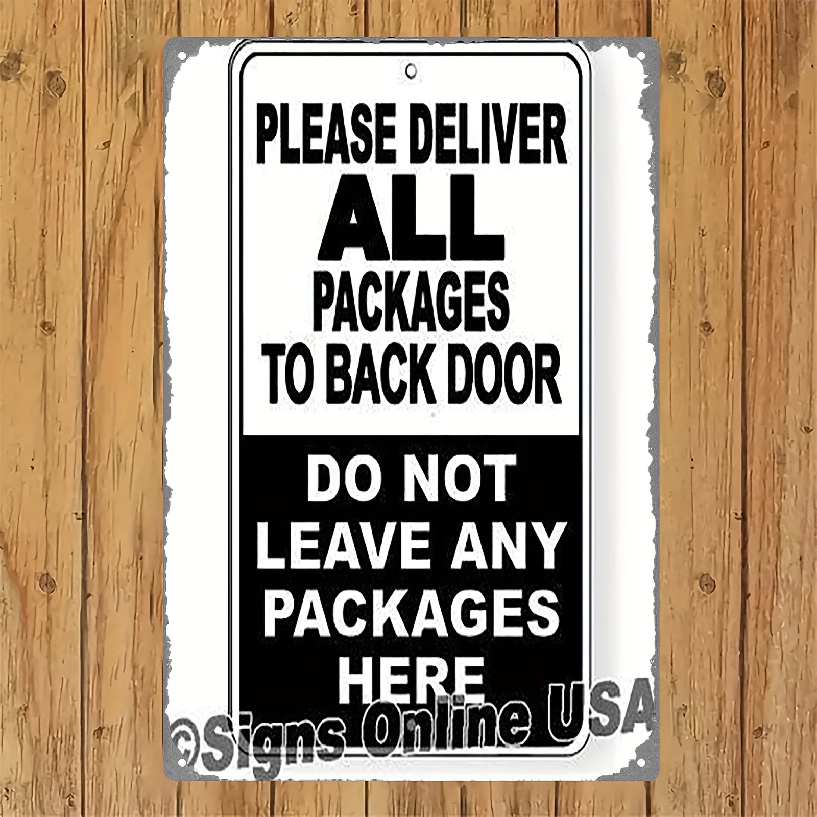 TEMU 2d Flat - [2d Flat] 1pc Metal Signs Wall Decor Please Deliver All Packages To Back Door Do Not Leave Any Packages Here Retro Plaque Decoration