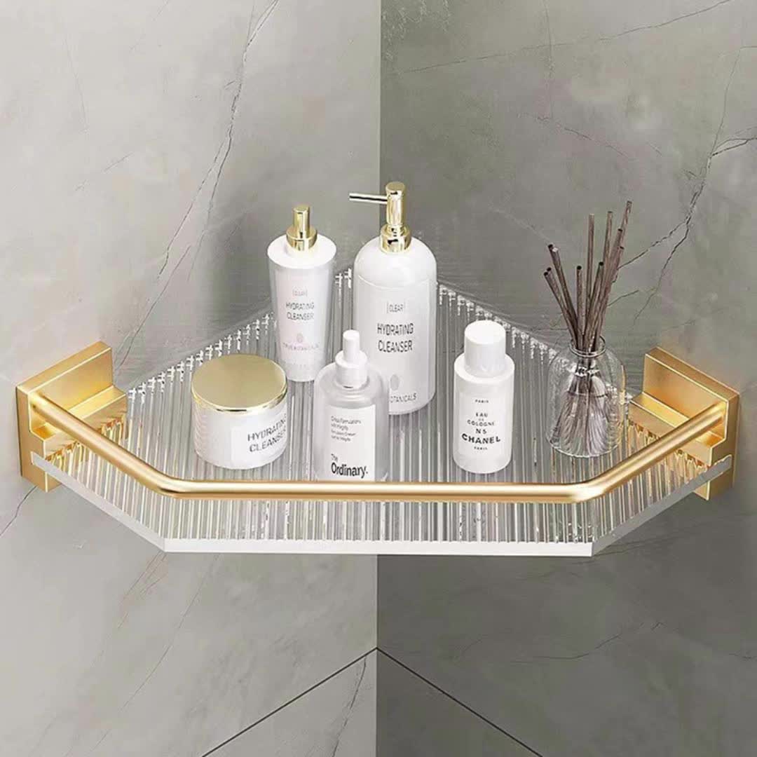 Acrylic corner bathroom shelf ☆ Available in gold, clear and