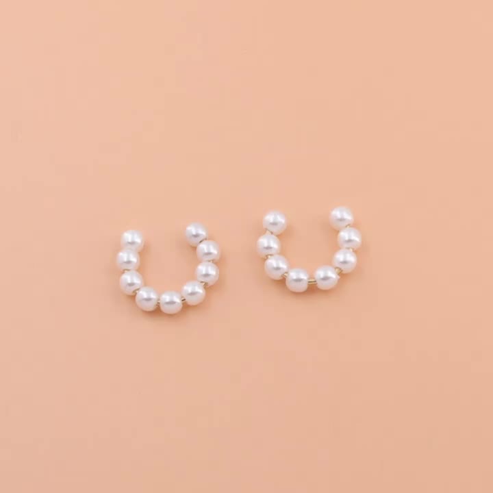 2pcs French Double-Row Imitation Pearl Ear Cuffs for Women