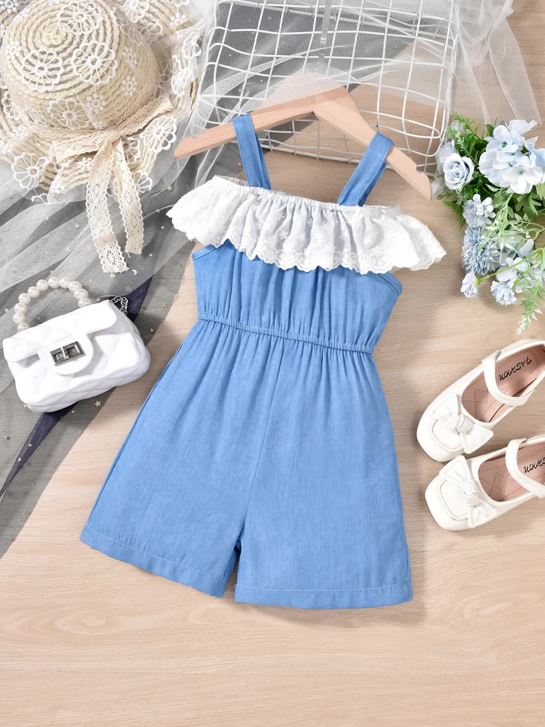 Toddler Girls Cold Shoulder Lace Ruffle Trim Rompers Jumpsuits For Beach  Vacation Kids Summer Clothes Don't Miss These Great Deals Temu Japan