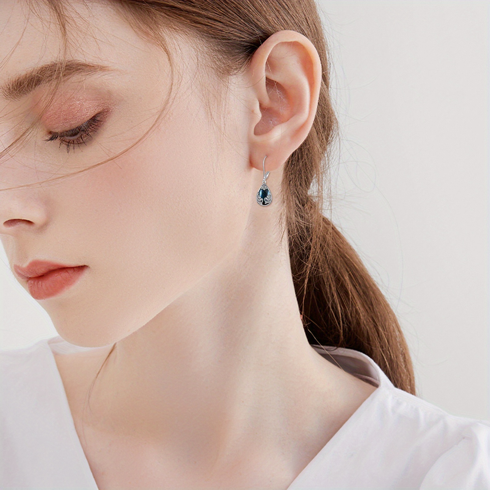 labradorite   teardrop drop dangle earrings sterling silvery leverback earrings jewelry Product details 4