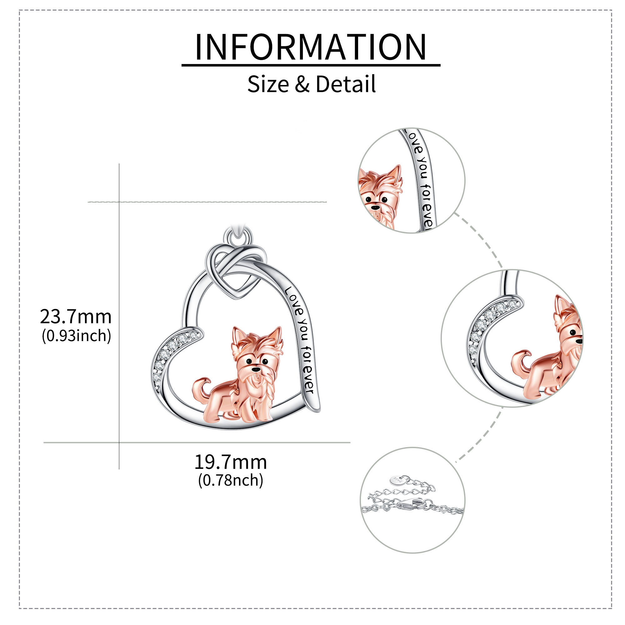 925 Sterling Silver Yorkshire Terrier Necklace with Zirconia