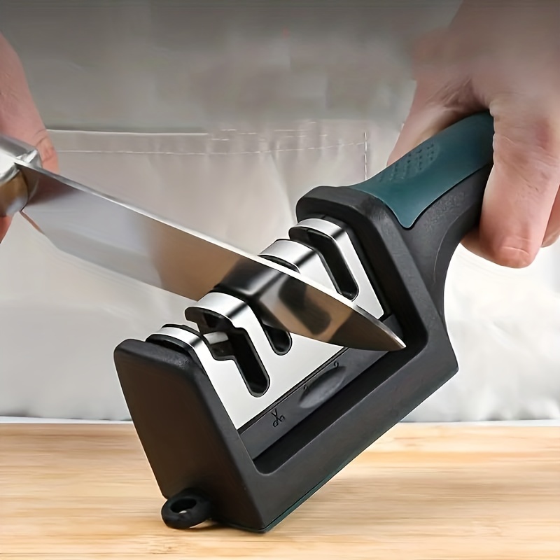 Afilador de cuchillos - Afilador de tijeras para cuchillos de cocina de 4  etapas para reparar, restaurar, afilar y pulir cuchillas, herramienta de  afilado de tijera para cuchillos de acero de chef
