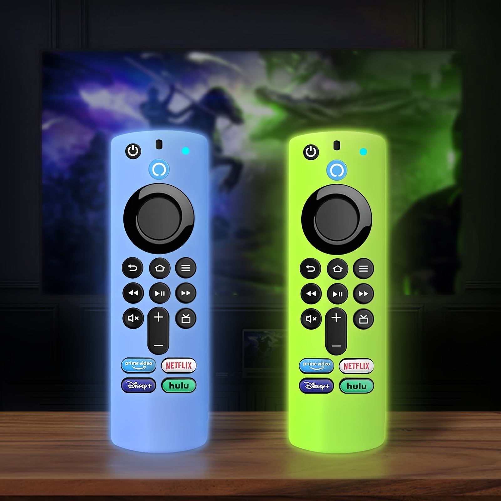  Pinowu Universal Firestick Remote Cover (2pcs Glowing in The  Dark) Compatible with Firestick 4K / 4K Max/Fire Stick Lite Voice Remote  with Lanyard (Green & Blue) (NOT for Firestick 4K Max