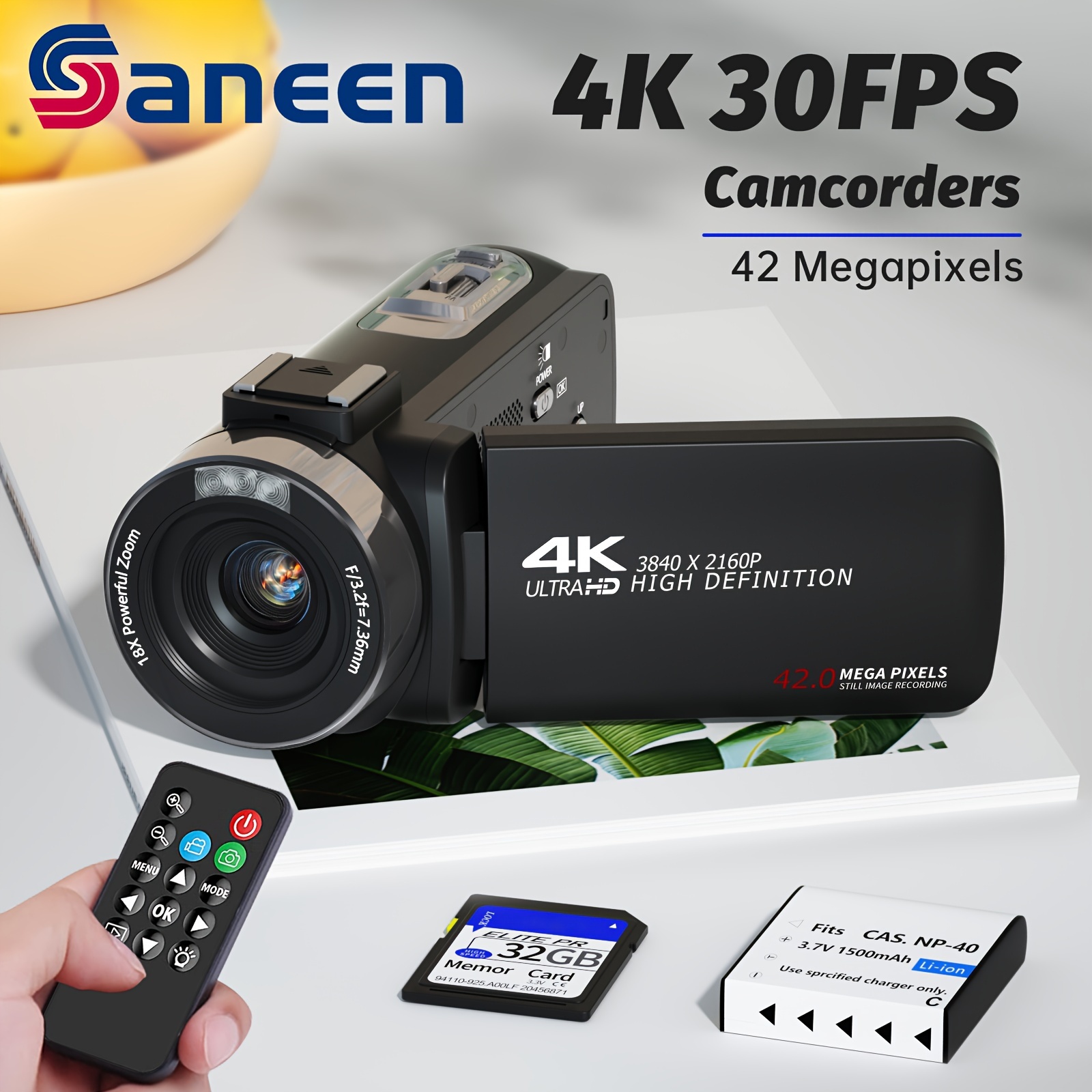 Caméra vidéo numérique Caméscope 720P 16MP Full HD Rotation 270 ° Grand  angle Enregistreur de caméra de vlogging Écran IPS 3,0 pouces Caméscopes  Zoom