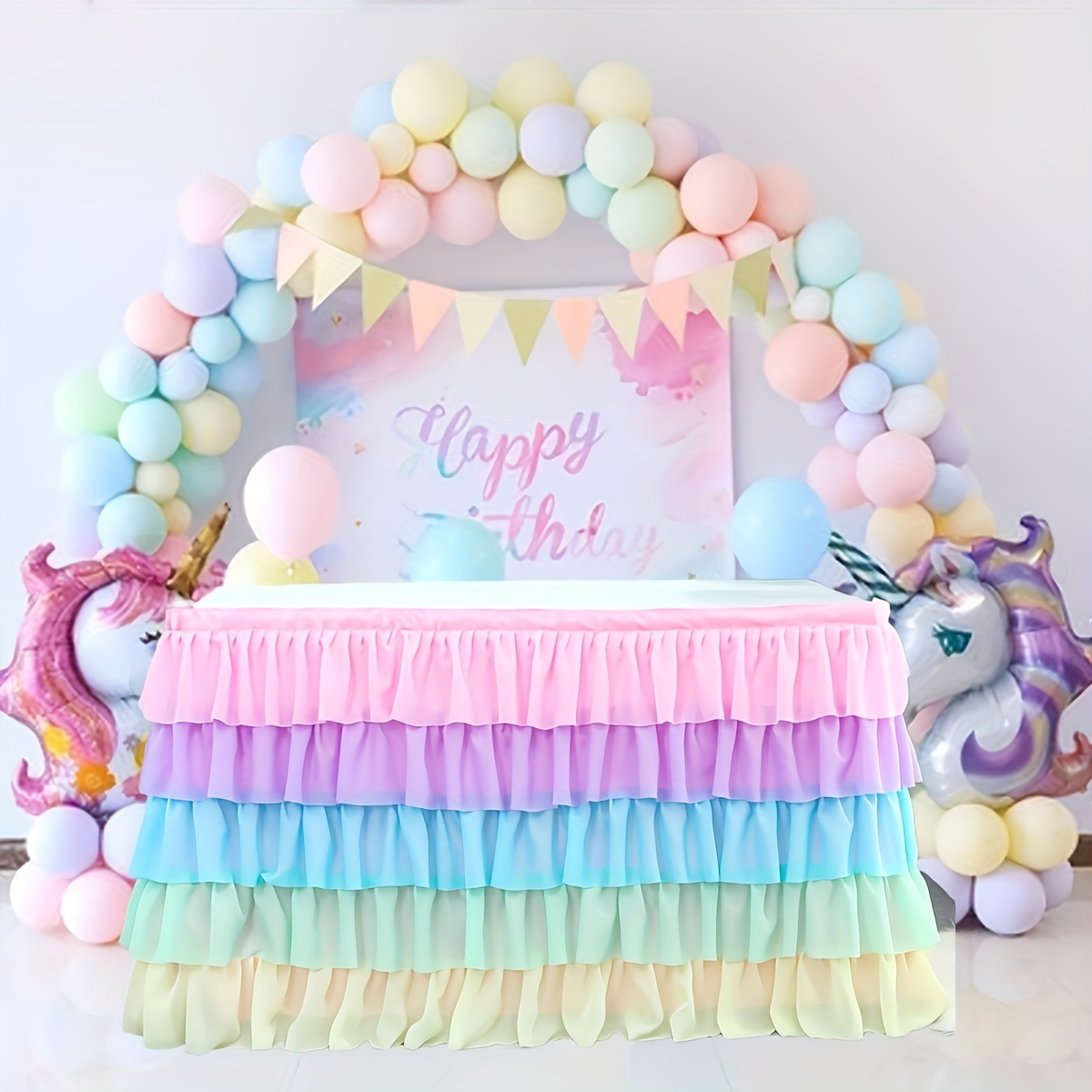 Unicorn Birthday Backdrop Cloth Balloon Set Summer Party - Temu