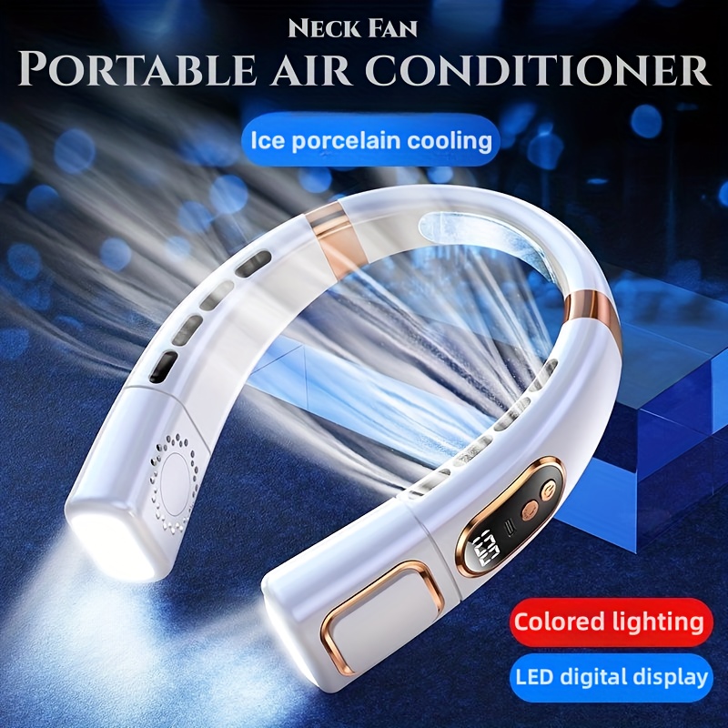 Neck Fan Portable, Wearable Air Conditioner Fan with Refrigerating  Chip,Neck Cooler Personal Cooling Device with Foldable Rechargeable  Function