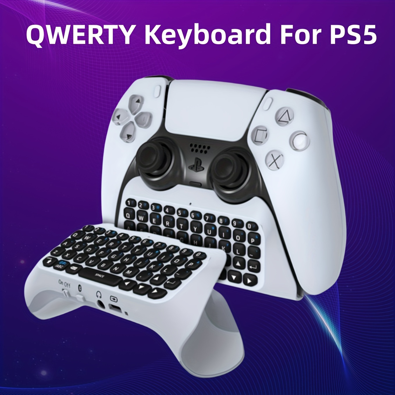 Wireless White Mini Bluetooth Keyboard For PS5 Controller For Playstation 5