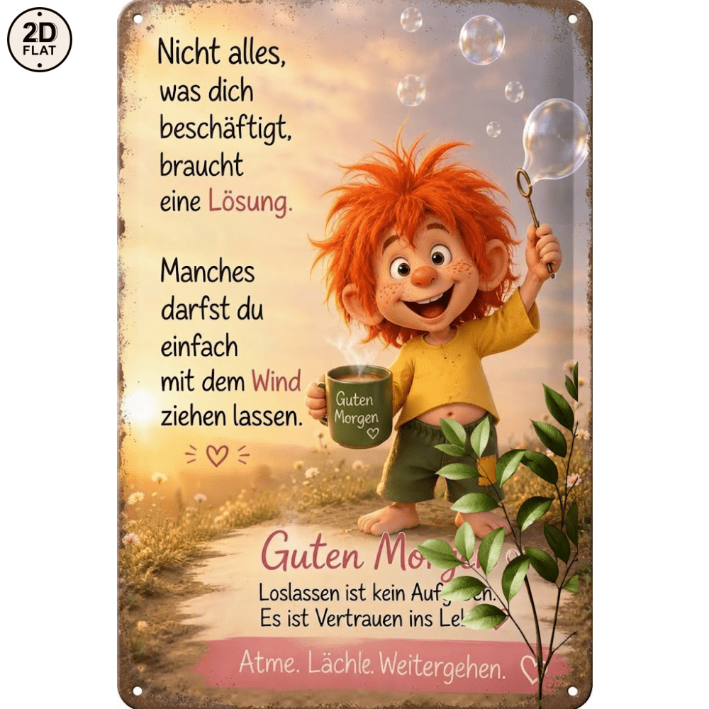 Image of 2d Flat - 【2d Flat】 2d Flat - [2d Flat] 1pc Metal Sign. Cute Gnome With Bubbles "not Everything Needs , " Perfect For Home, Office, Bar, Outdoor Decor 20x30cm 2d Flat