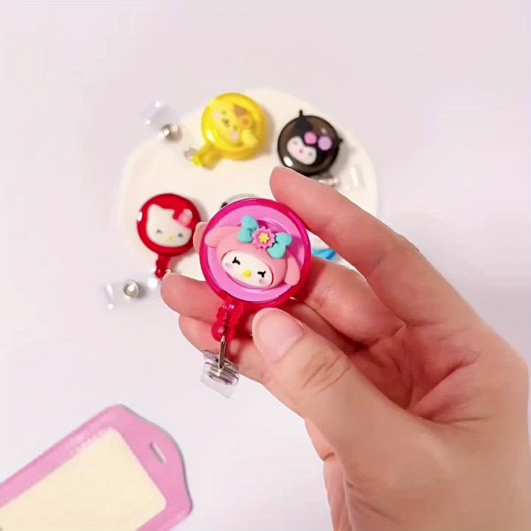 4pcs Cute Kuromi Kitty Melody Pom Pom Purin Badge Reel Retractable Anime  Cartoon Name Card Badge Holder with Clip (RB-Sanliou 2112) : :  Office Products