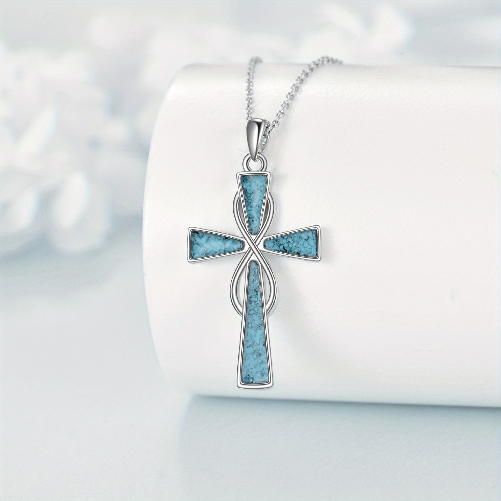 Infinity Cross Necklace 925 Sterling Silver Pendant