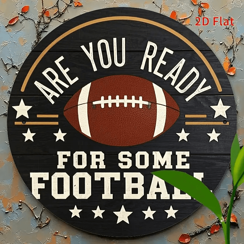 2d Flat, 1pc Metal Wall With & Football Design - Retro Iron Wall Plaque Suitable For Home, -themed Room Decor - And Football Motif, 2d Flat