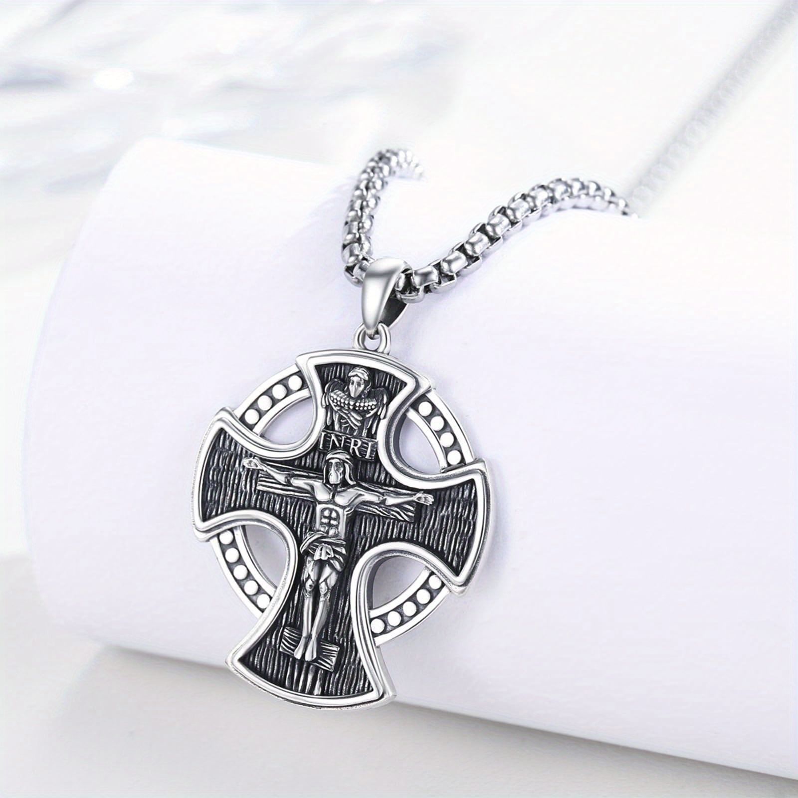 925 Sterling Silver Jesus Cross Pendant Crucifix Necklace