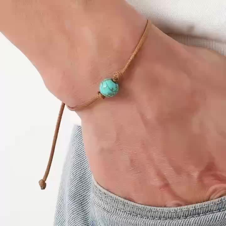 Vintage Turquoise Beaded Woven Men's Bracelet