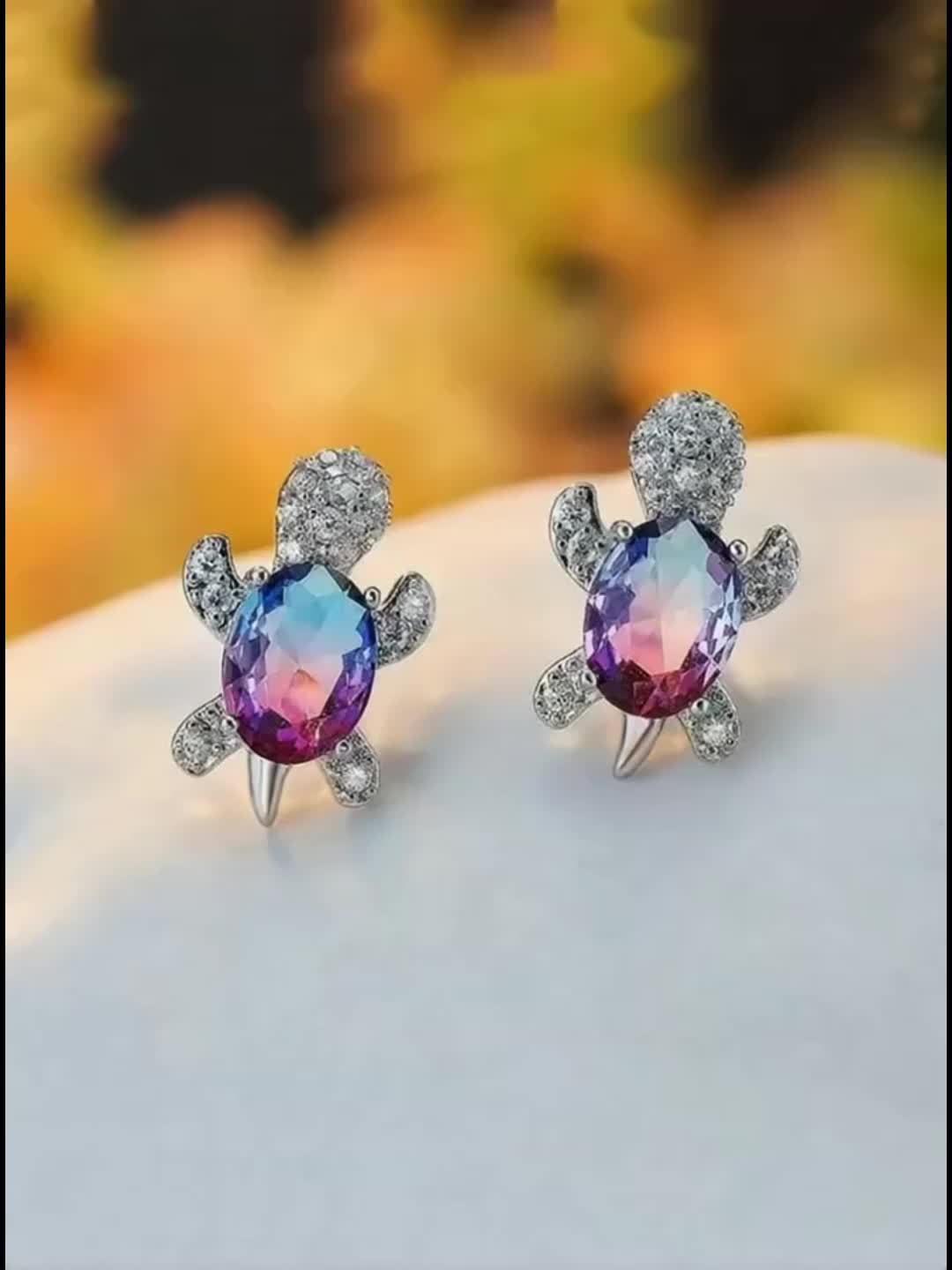 3pcs Synthetic Zirconia Turtle Necklace Earring Set for Various Occasions