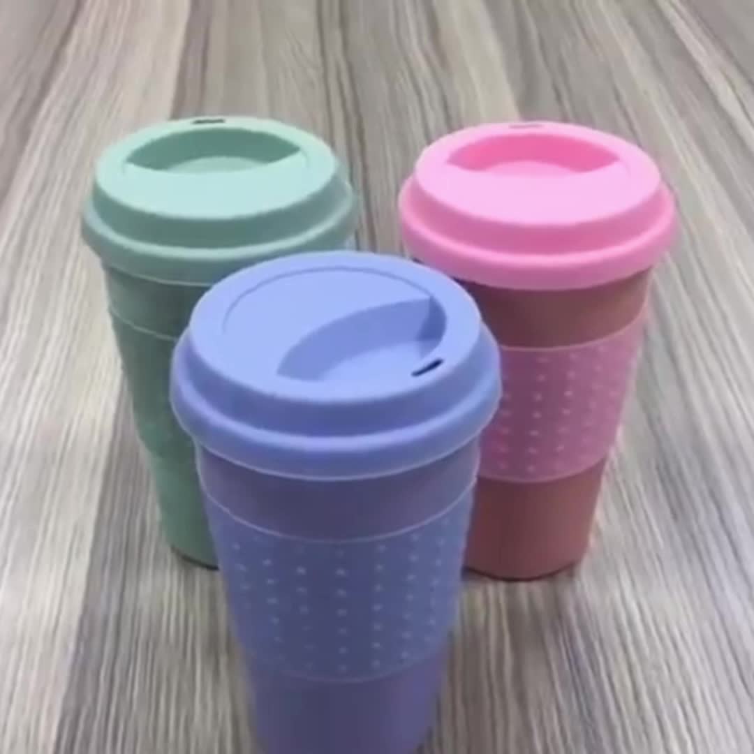 Wheat Straw Cup with Lid Cup Water Bottle Portable Tote Travel Cup Plastic  Drinking Water Cup Coffee Bottle Water Bottle Cup