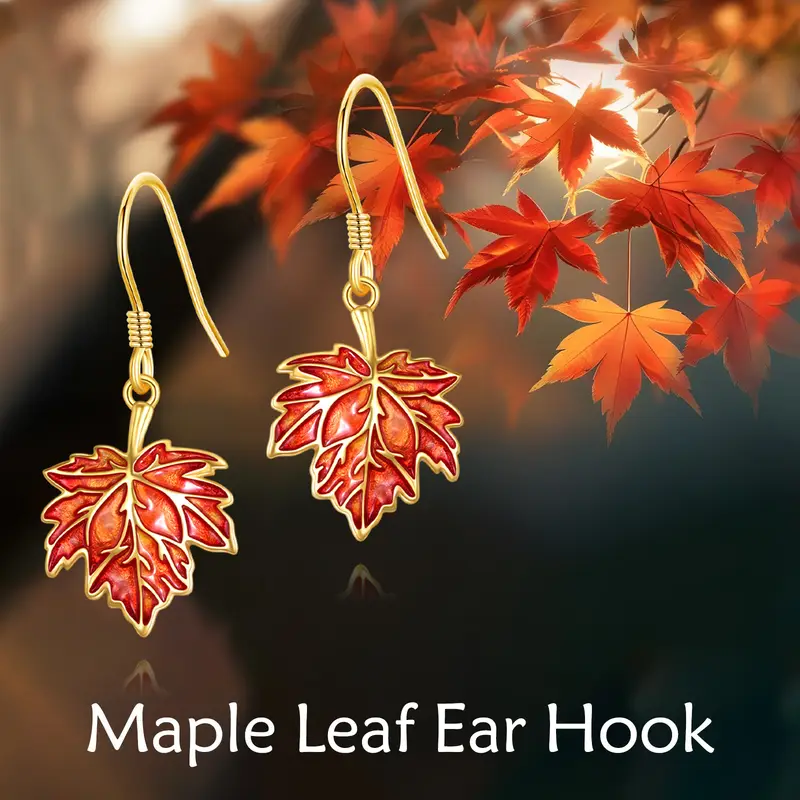 womens maple leaf earrings sterling silvery womens autumn earrings maple earrings leaf jewelry gift Product details 1