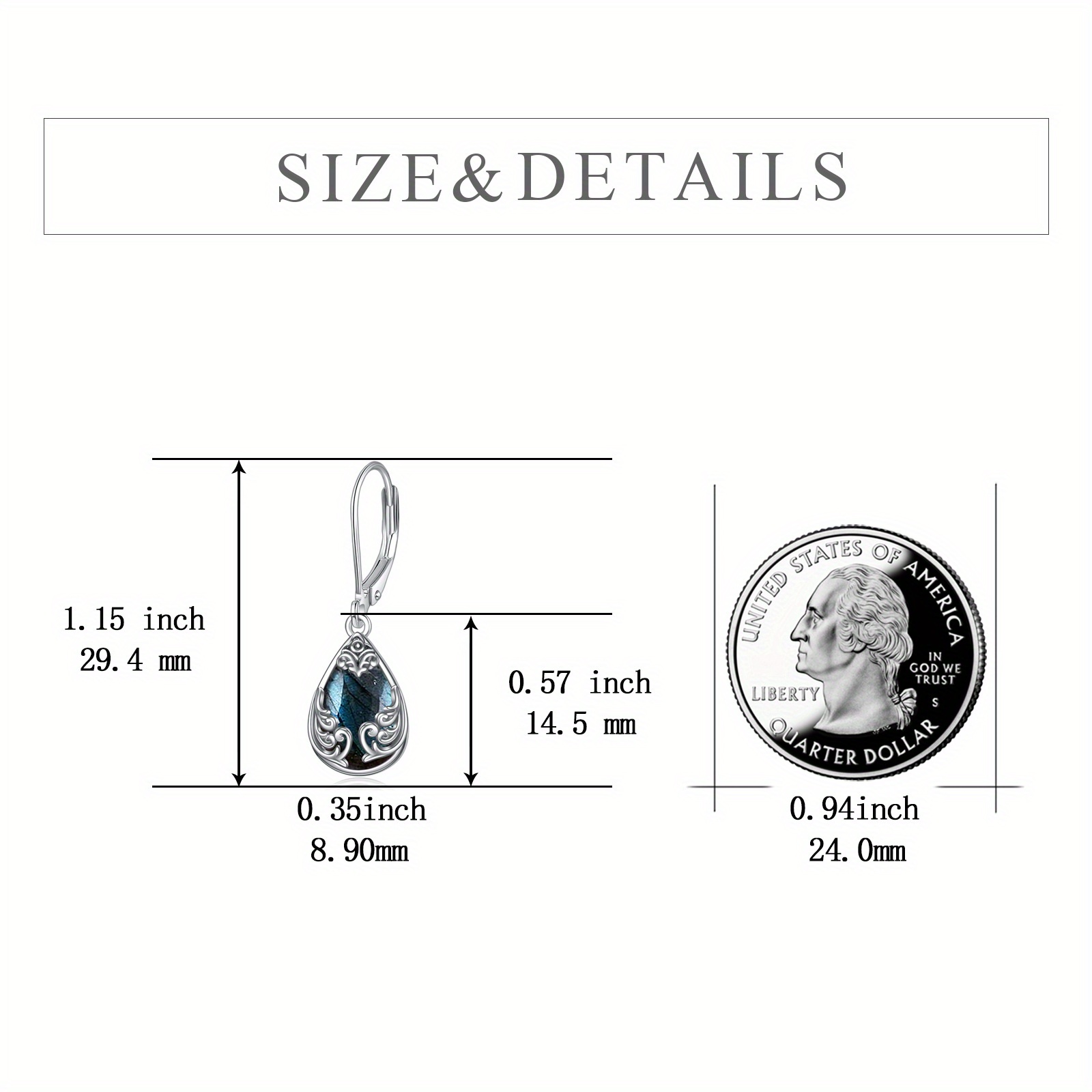 labradorite   teardrop drop dangle earrings sterling silvery leverback earrings jewelry Product details 6