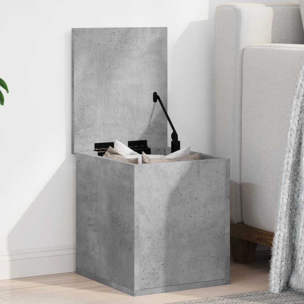 1pc Wooden Storage Box, Concrete Grey , 30x35x35 Cm, Modern End Table Side Table With Hidden Compartment, Home Decor Organizer
