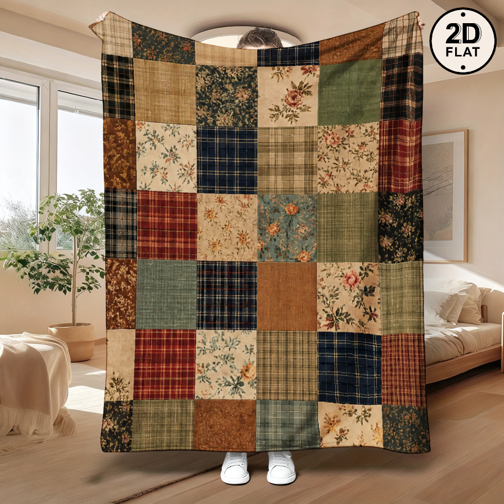 TEMU 1pc Quilt Flannel Blanket Holiday Gift Theme 280gsm Small Throw Blanket 2d Printed Autumn Lightweight Soft Nap Blanket For Dormitory, Sofa,