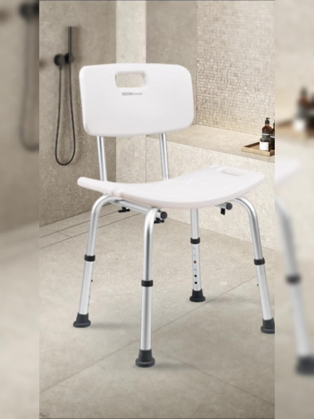 Silla de ducha 2 en 1 con respaldo extraíble, silla de ducha para ducha  interior y bañera, taburete de ducha ajustable para ancianos,  discapacitados