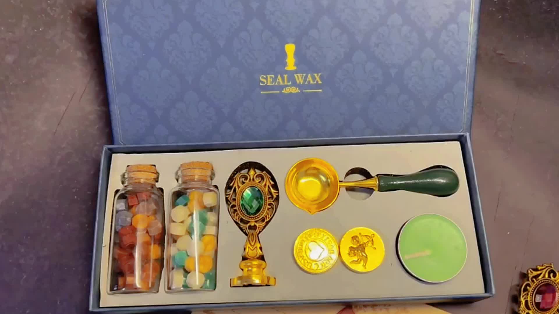 Wax Seal Stamp Kit with Gift Box, Wax Seal Beads with Wax Seal Stamp, Sealing  Wax Warmer, Wax Seal Metallic Pen and Envelope, Wax Seal Kit for Gift and  Decoration,，G202835 