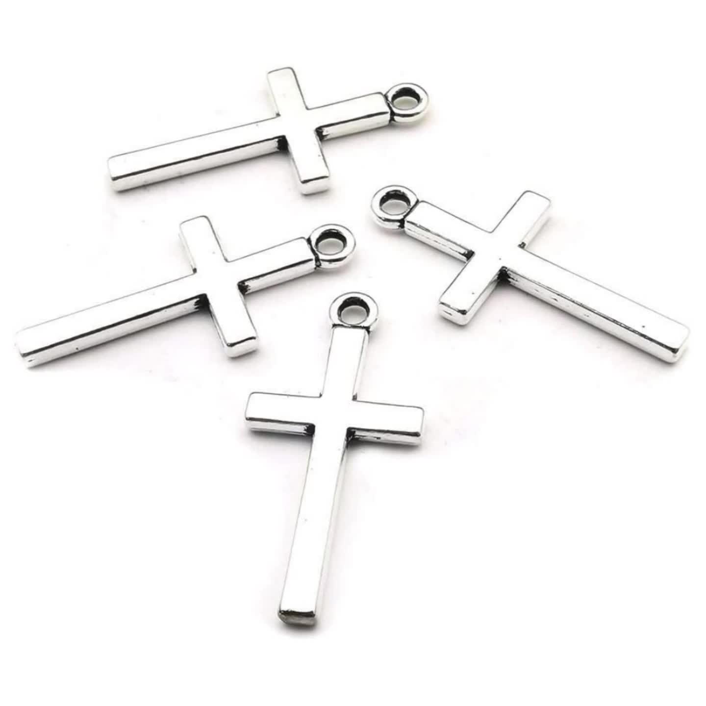 20pcs Silver Plated Hollow Out Cross Charms DIY Hollow Cross Pendants for Jewelry Making Handmade Necklace Earrings Accessories Small Business