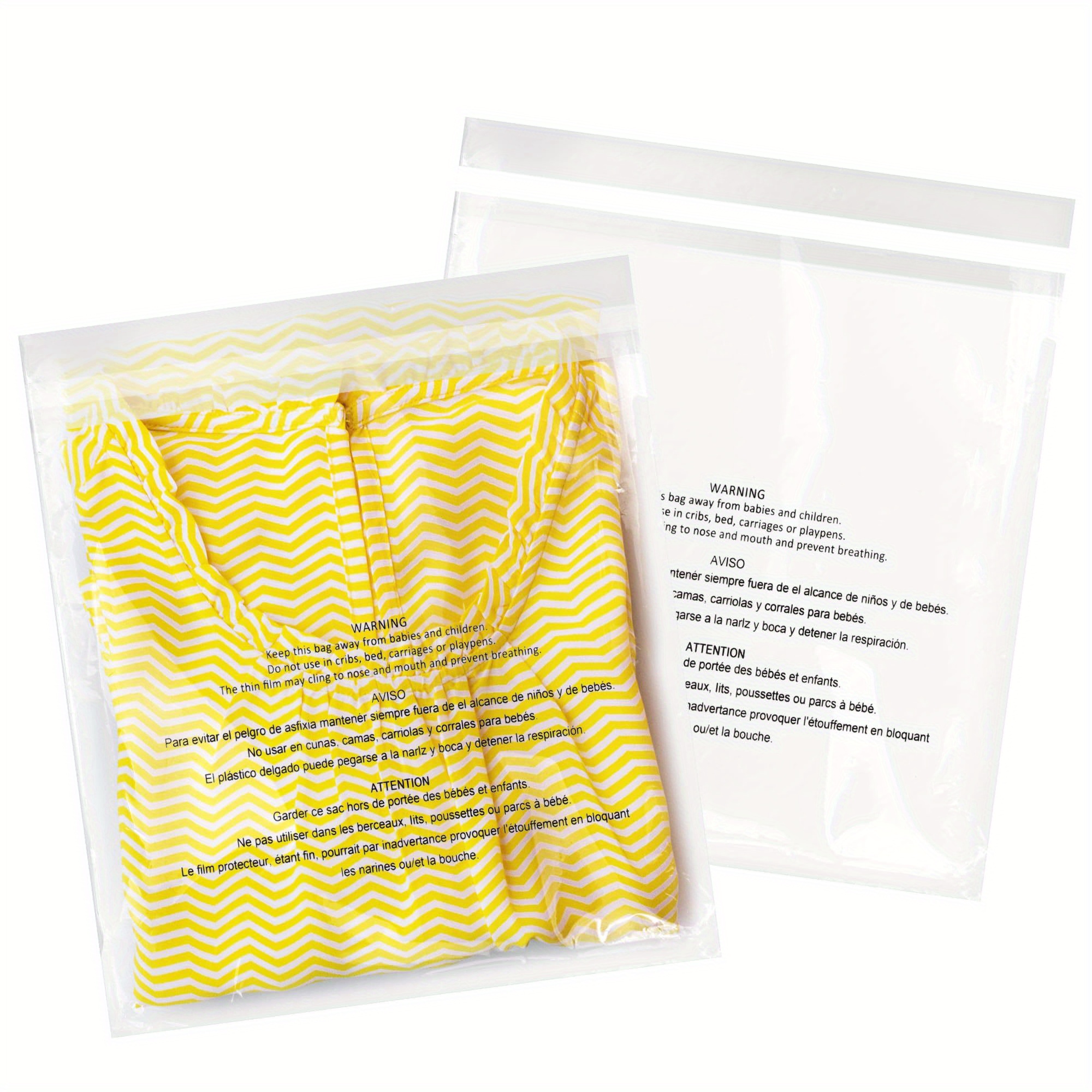 

500 Pcs - 11" X 14" Clear Suffocation .6 Mil For Shipping, Packaging, T-shirt - Adhesive