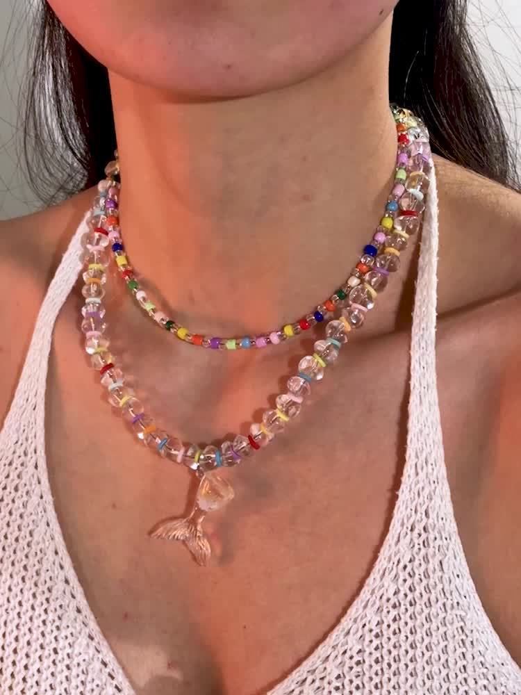 Bohemian Multicolor Beaded Fish Tail Pendant Jewelry Set