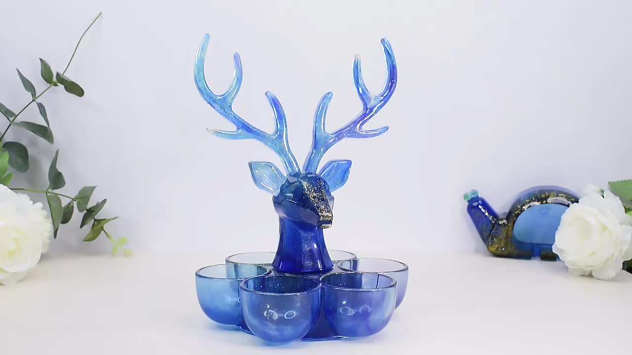 Deer Handicraft Resin Mold Kit with 6 Bowl-Shaped Boxes for