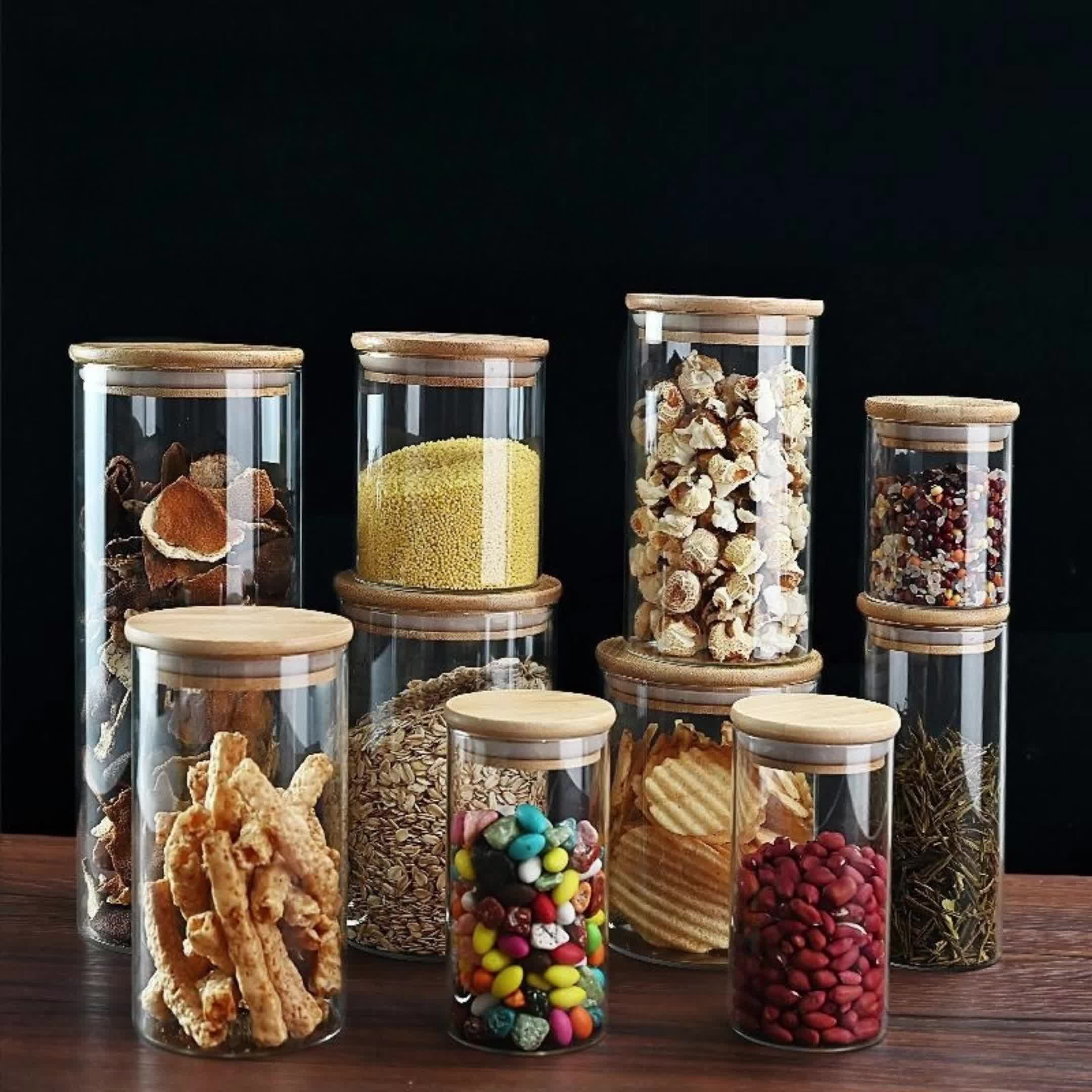 Glass Jars With Airtight Lids, Candy Jars, Food Storage Containers, Bamboo  Lid Storage Jar, Biscuit Storage Jar, Spice Bottle, Spice Jar, Seasoning  Bottle, Milk Sugar Can, Clear Jars, For Tea, Coffee, Spice