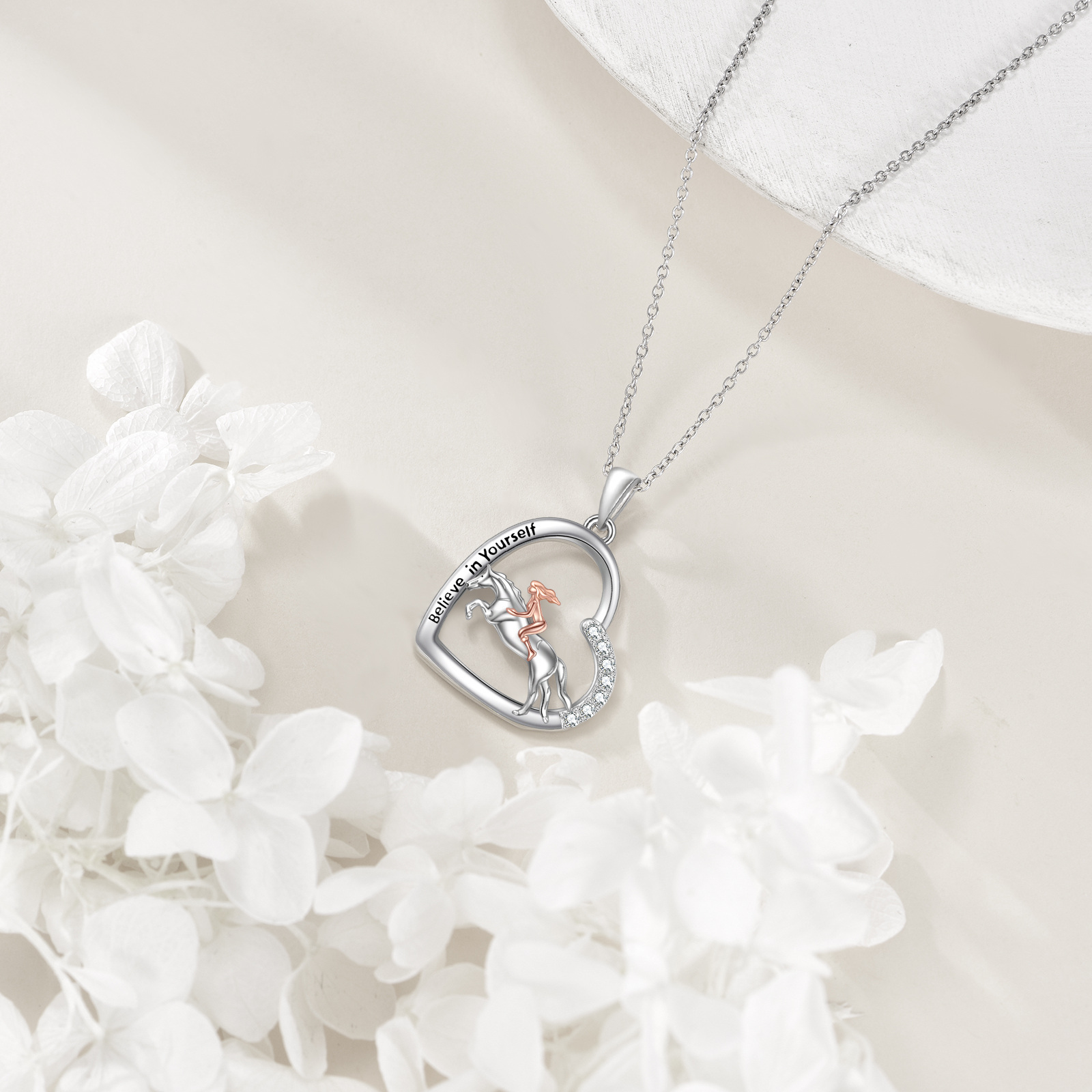 925 Sterling Silver Horse Pendant Necklace, Gift for Women