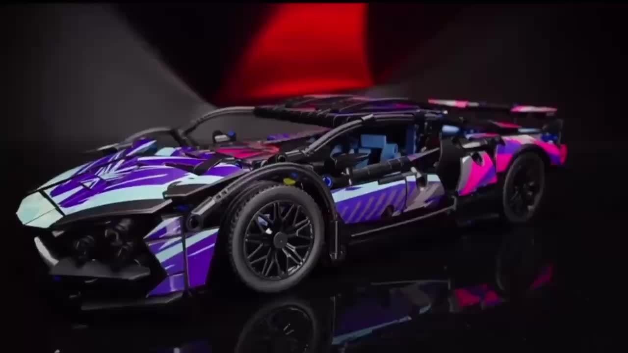 Stylish Cyberpunk Sports Car Building Block Model Medium Difficulty DIY