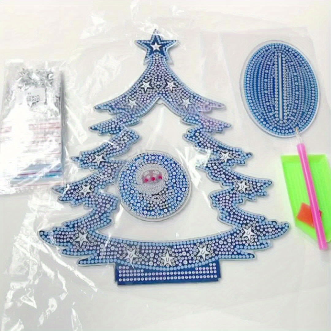 5d Diamond Painting Crystal Gemstone Artificial Diamond Acrylic Diy  Double-sided Sticker Artificial Diamond Art Festive Christmas Tabletop Diamond  Painting Set With Glow-in-the-dark Effect Blue Christmas Tree Diamond Home  Decor Gift New Year