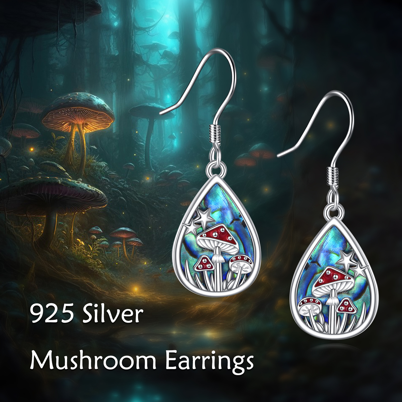 Women's Abalone Mushroom Dangle Earrings