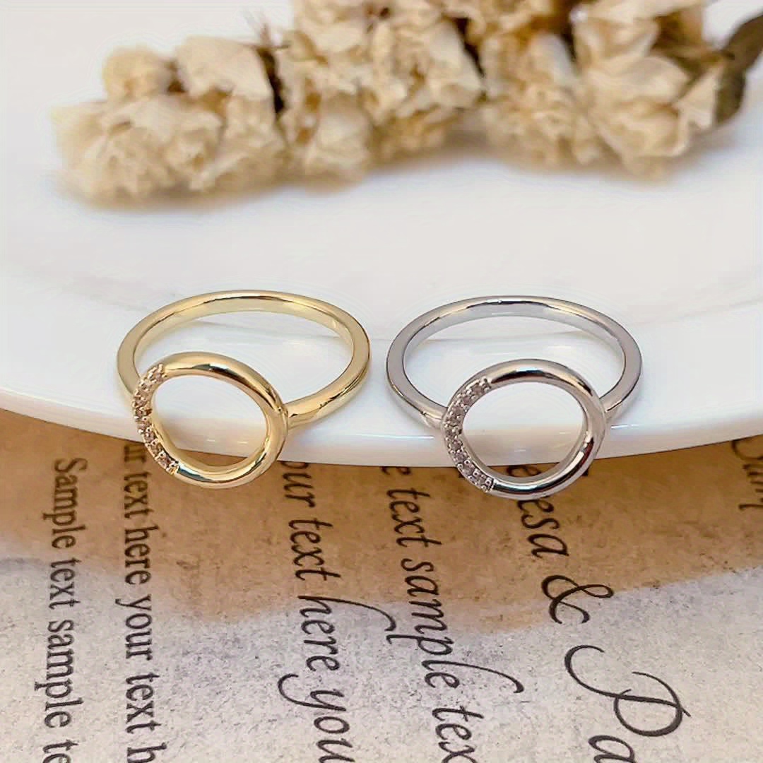 Stylish Young Copper Ring with Adjustable Zirconia Setting