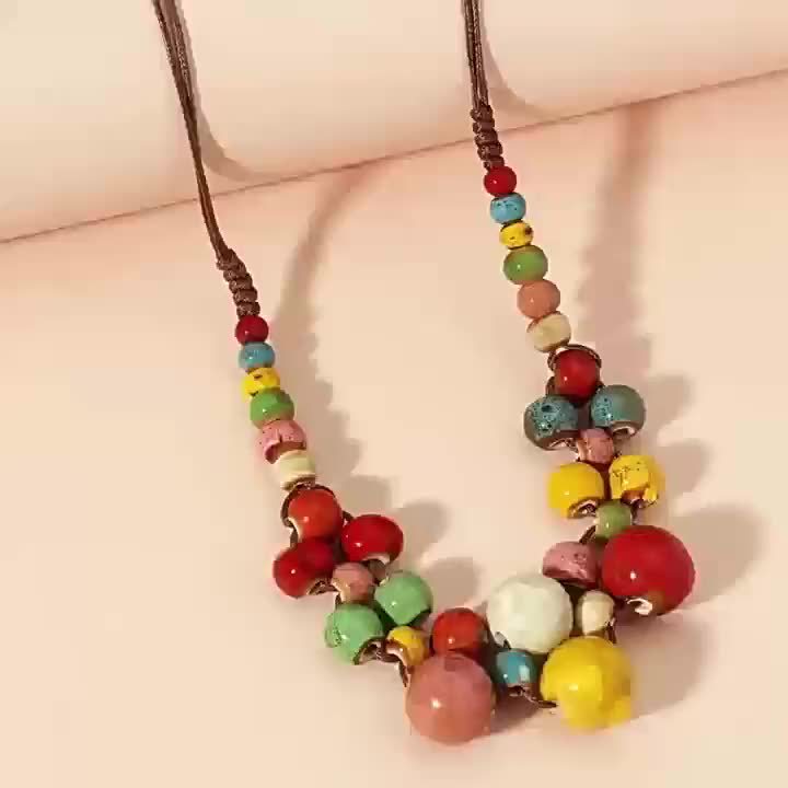 Ceramic Dopamine Beaded Jewelry Set for Women