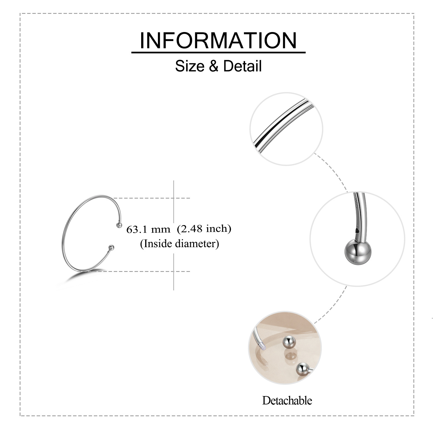 925 Silver Open Bracelet Women's Jewelry Gift
