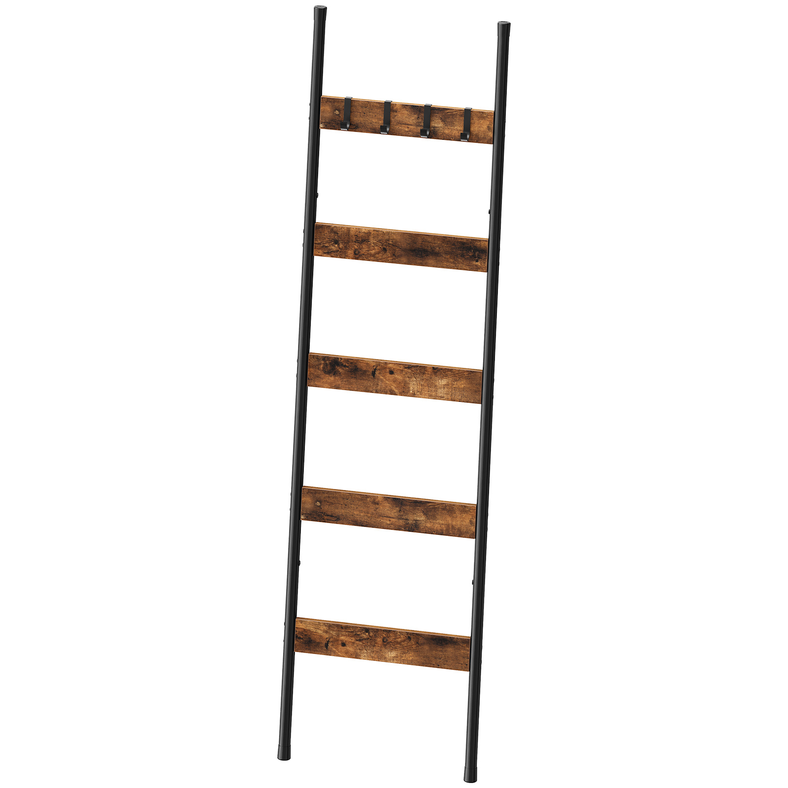TEMU 5-tier Wall- Blanket Rack, Blanket Ladder, Towel Rack With Hooks, Decorative Display Ladder Shelf, Towel Ladder, For Scarves, Bedroom,