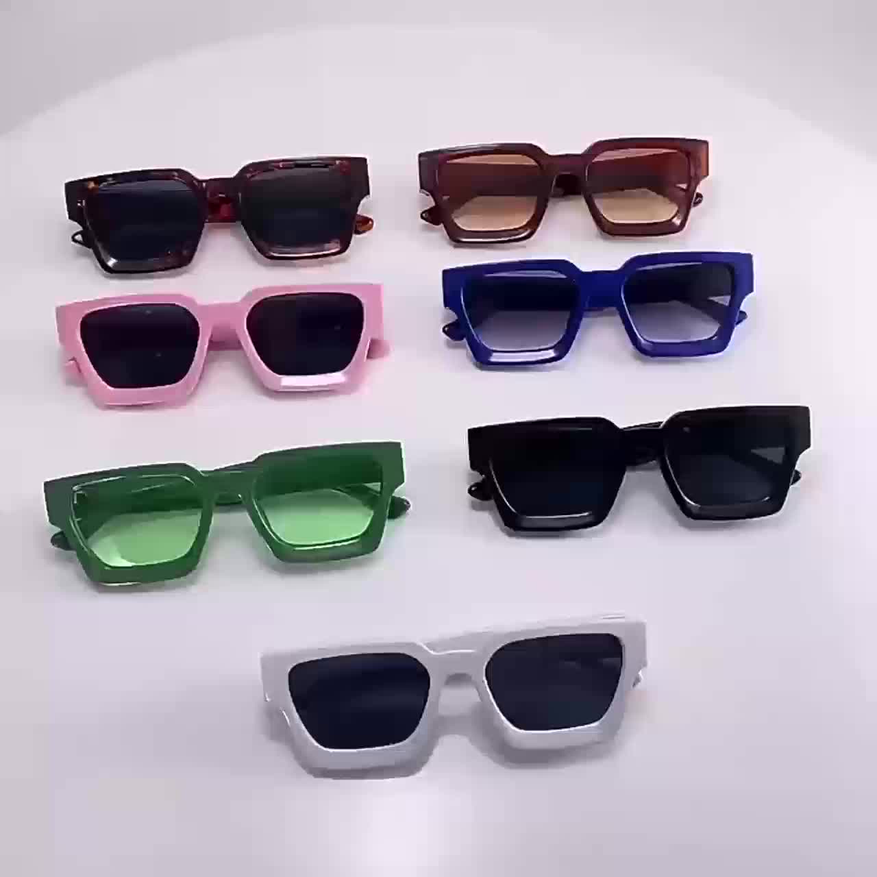 2023 New Thick Frame Sunglasses Fashion Square Frame Sunglasses Personality Large Frame Men's Sunglasses Gift Mirror Box Mirror Cloth,Temu