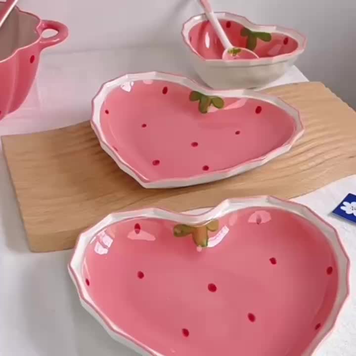 Strawberry Heart shaped Plate Ceramic Bowl Advanced Ceramic - Temu Germany