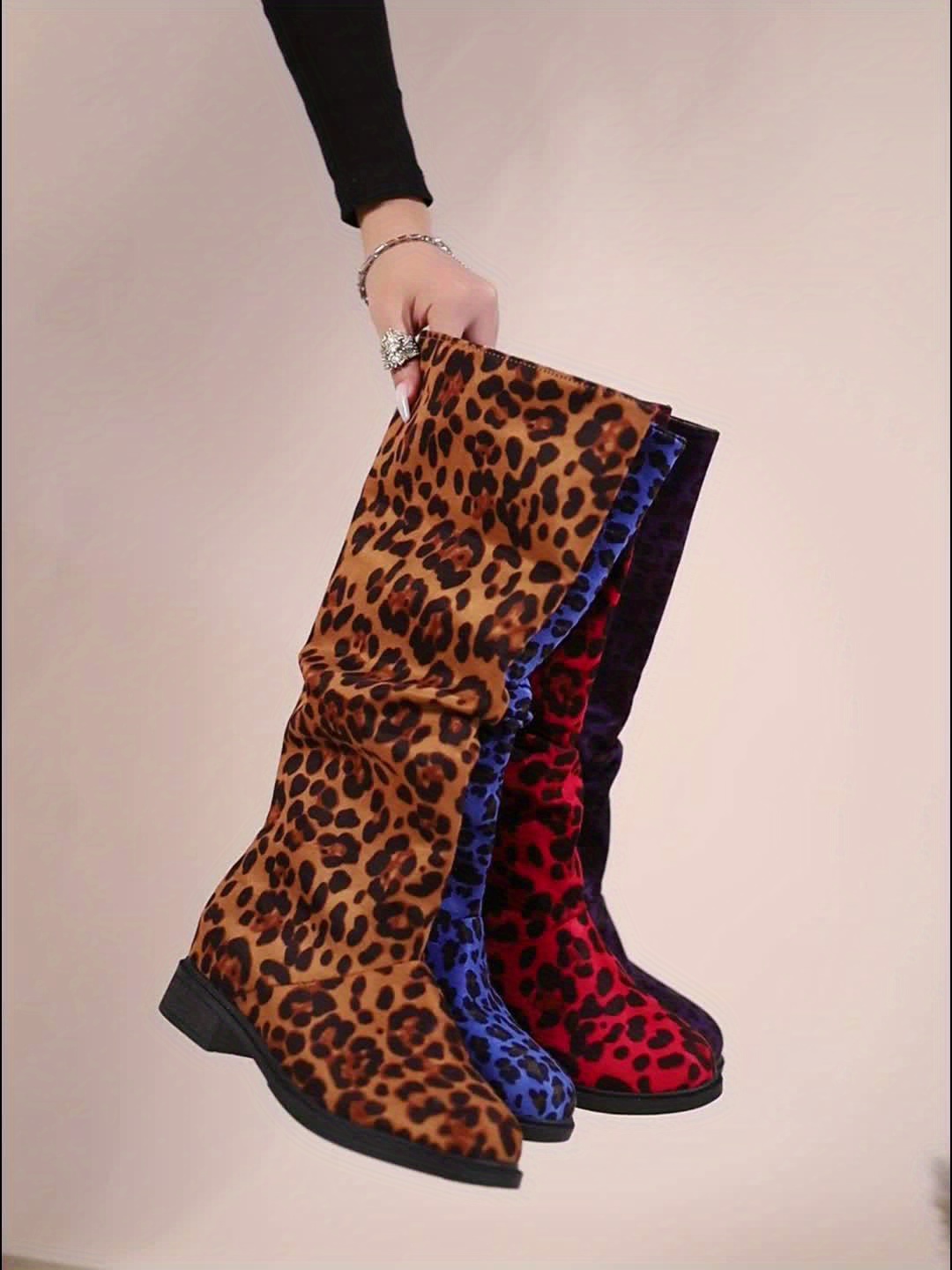 leopard print thigh boots