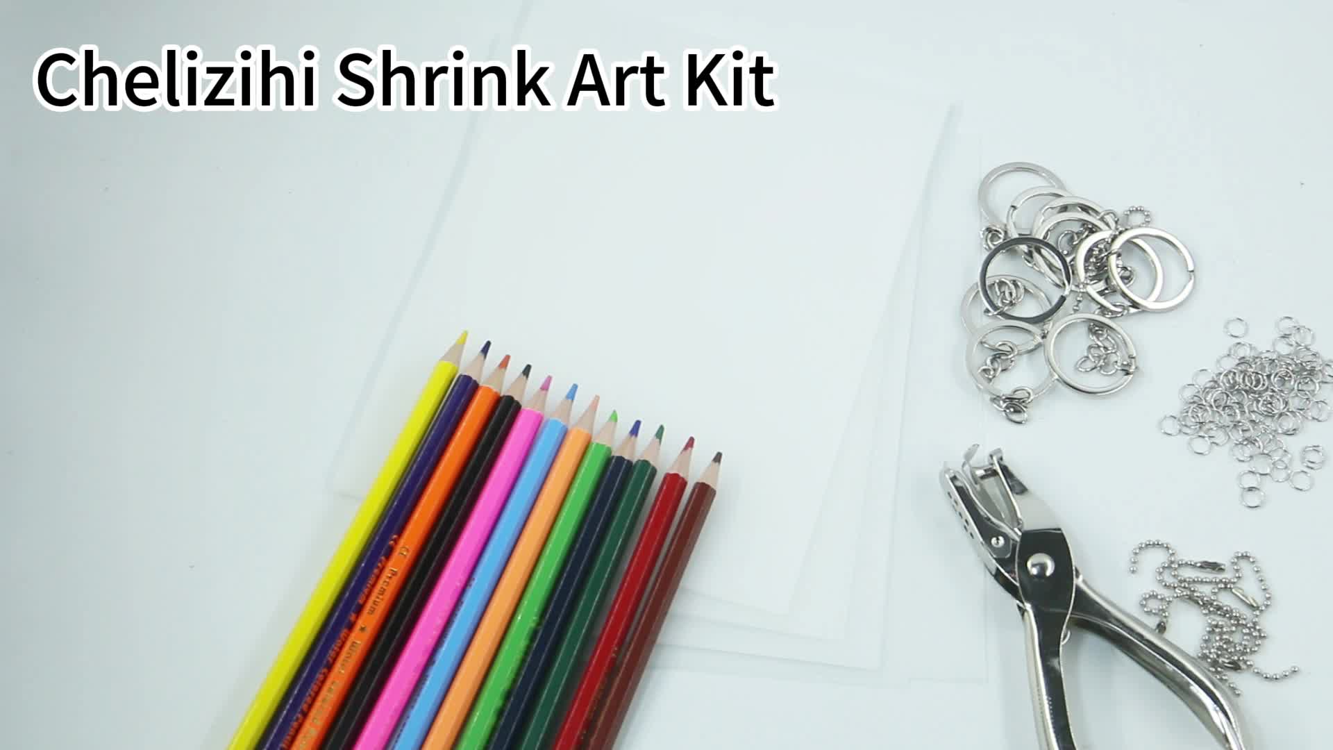 Shrink Plastic Sheet Kit for Shrinky Dink, chfine 175 Pcs Heat Shrinky Art Crafts Set, Include 20pcs Blank Shrink Art Film Paper and 155 Accessories