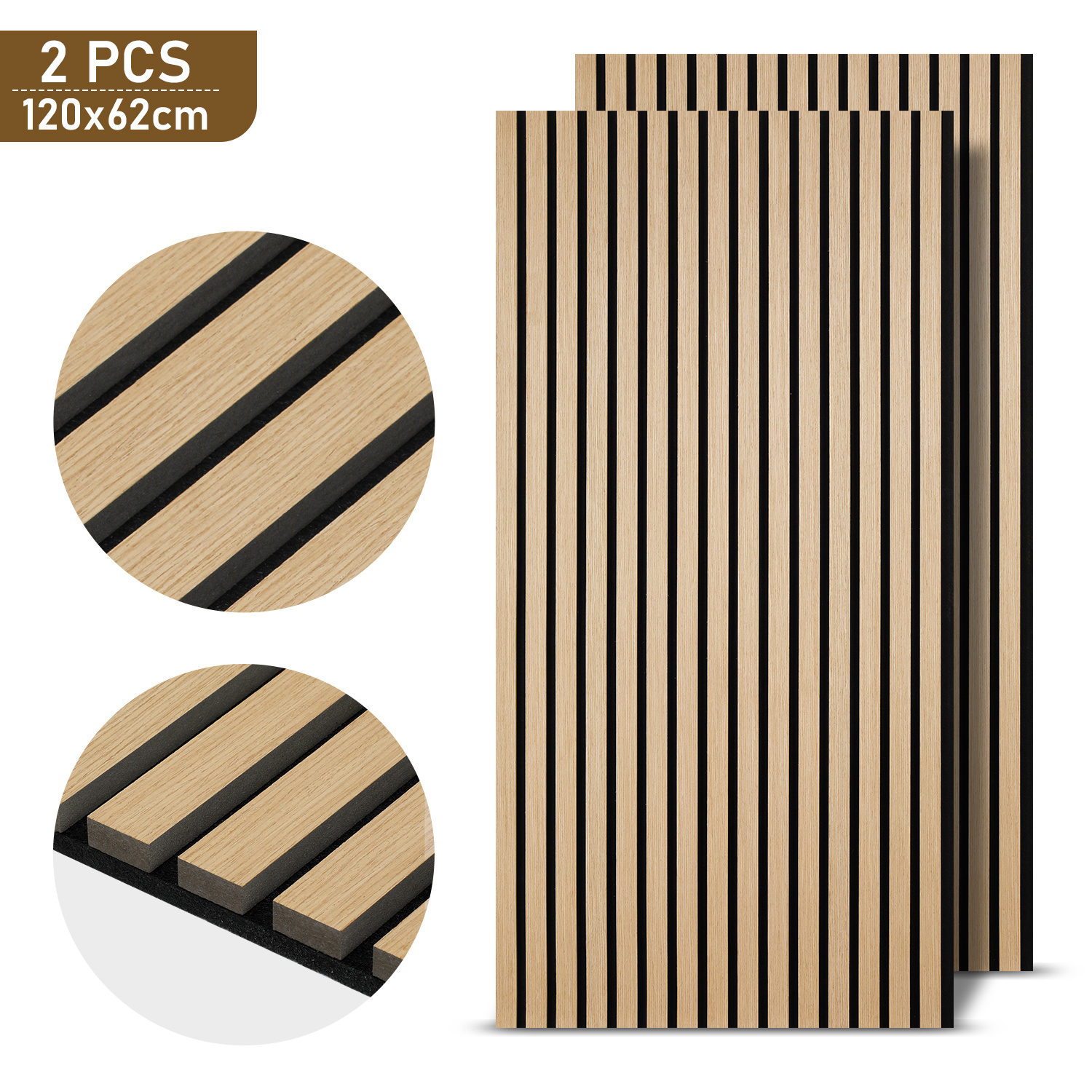 3d Wood-look Acoustic Wall Panel, Sound-absorbing Wall Covering For Improved Room In Home Theaters, Music Rooms, And Recording Rooms