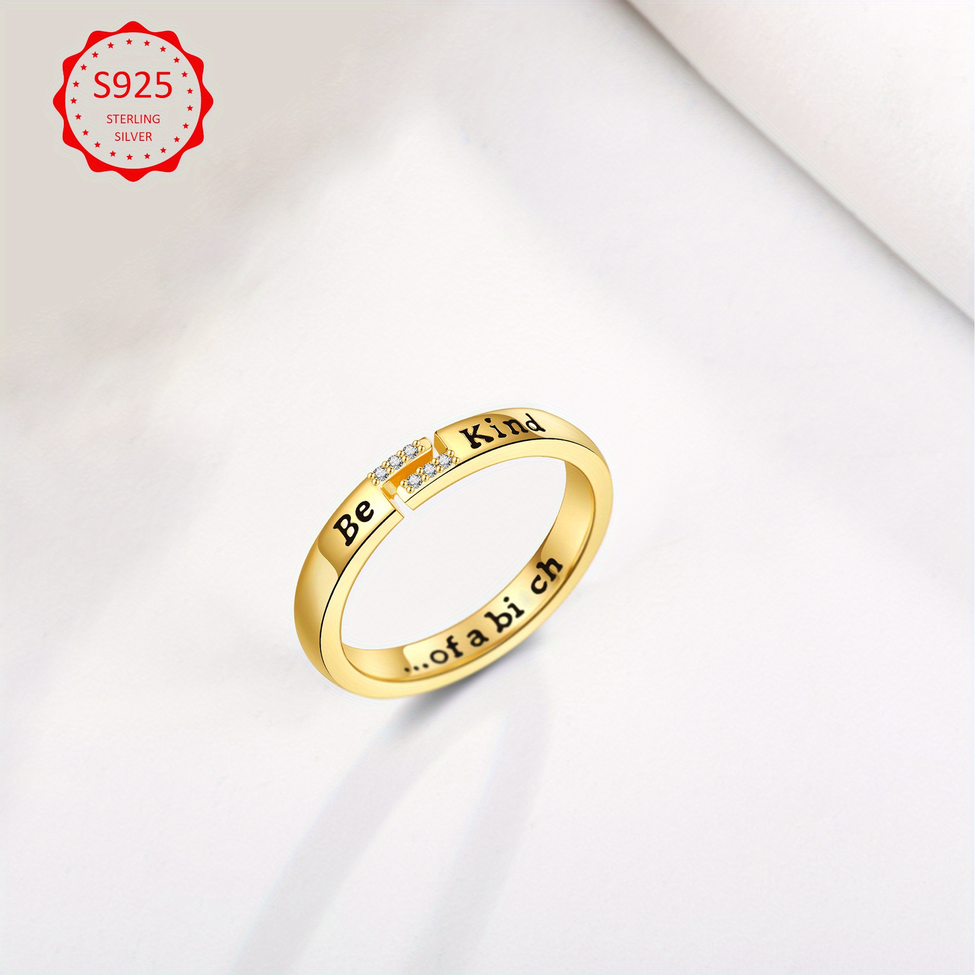 925 Sterling Silver Hidden Message Adjustable Inspirational Friendship Ring
