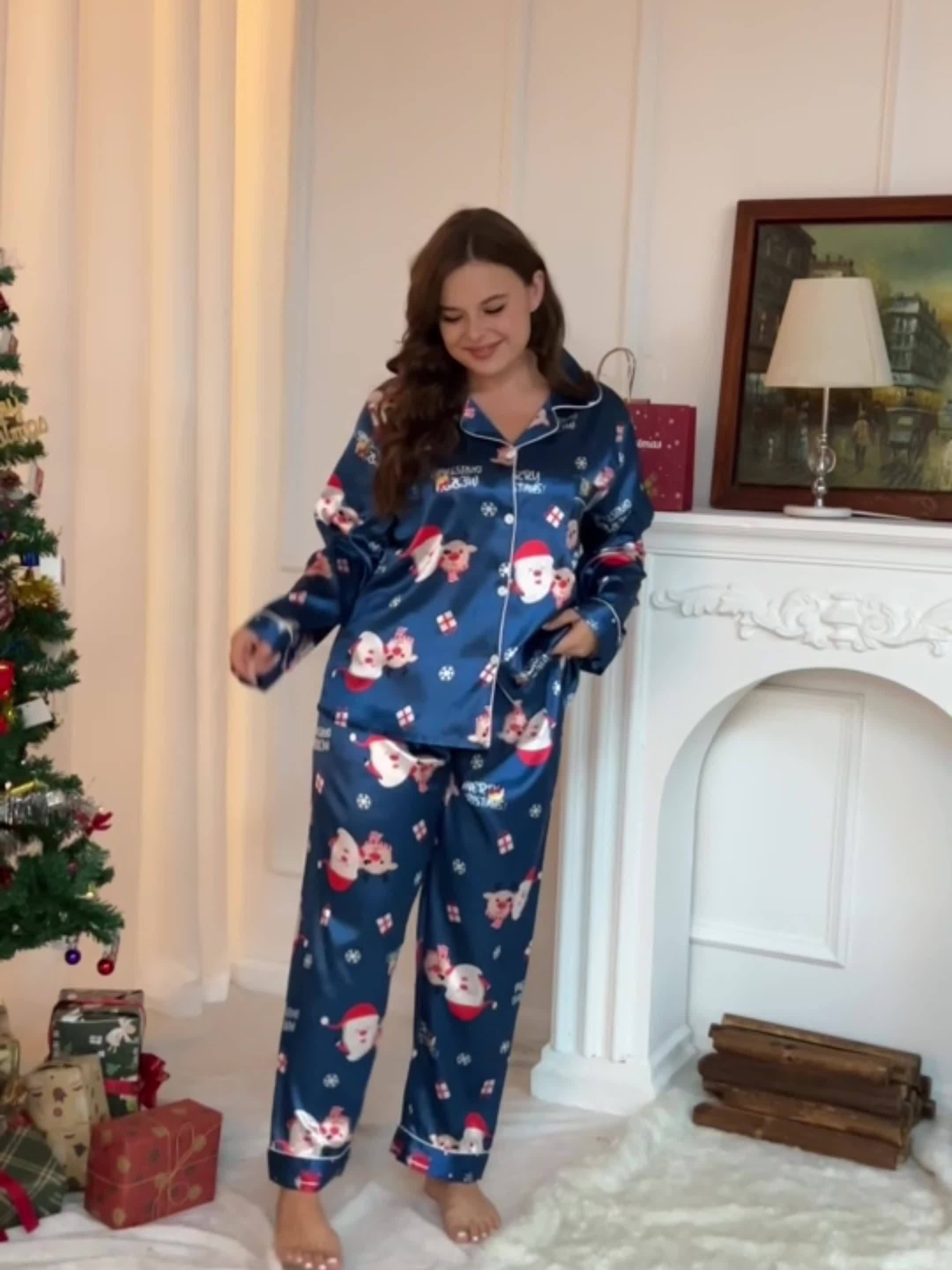 Plus Size Christmas Party Pajamas Set Women's Plus - Temu Canada