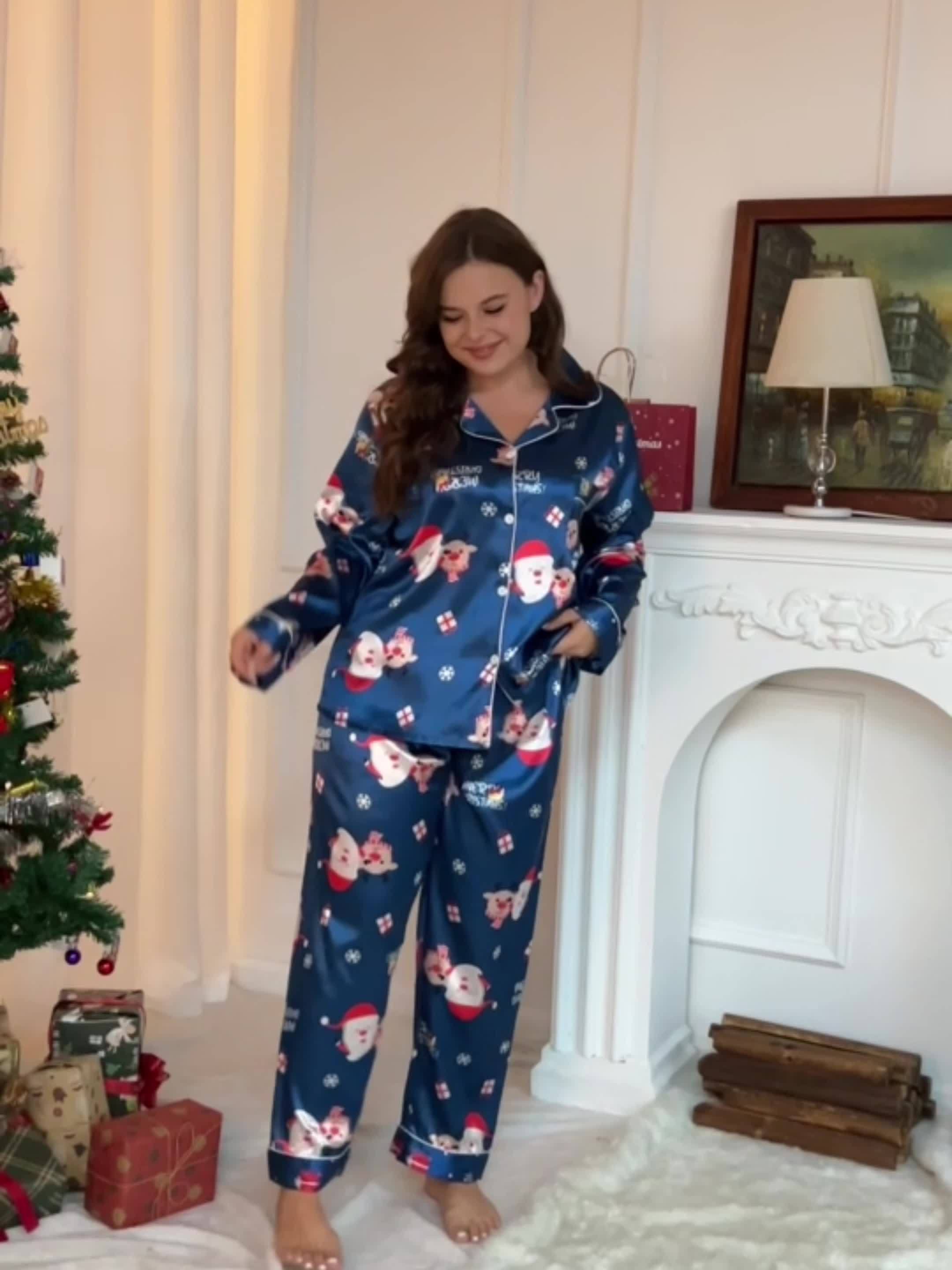 Plus Size Christmas Party Pajamas Set Women's Plus - Temu