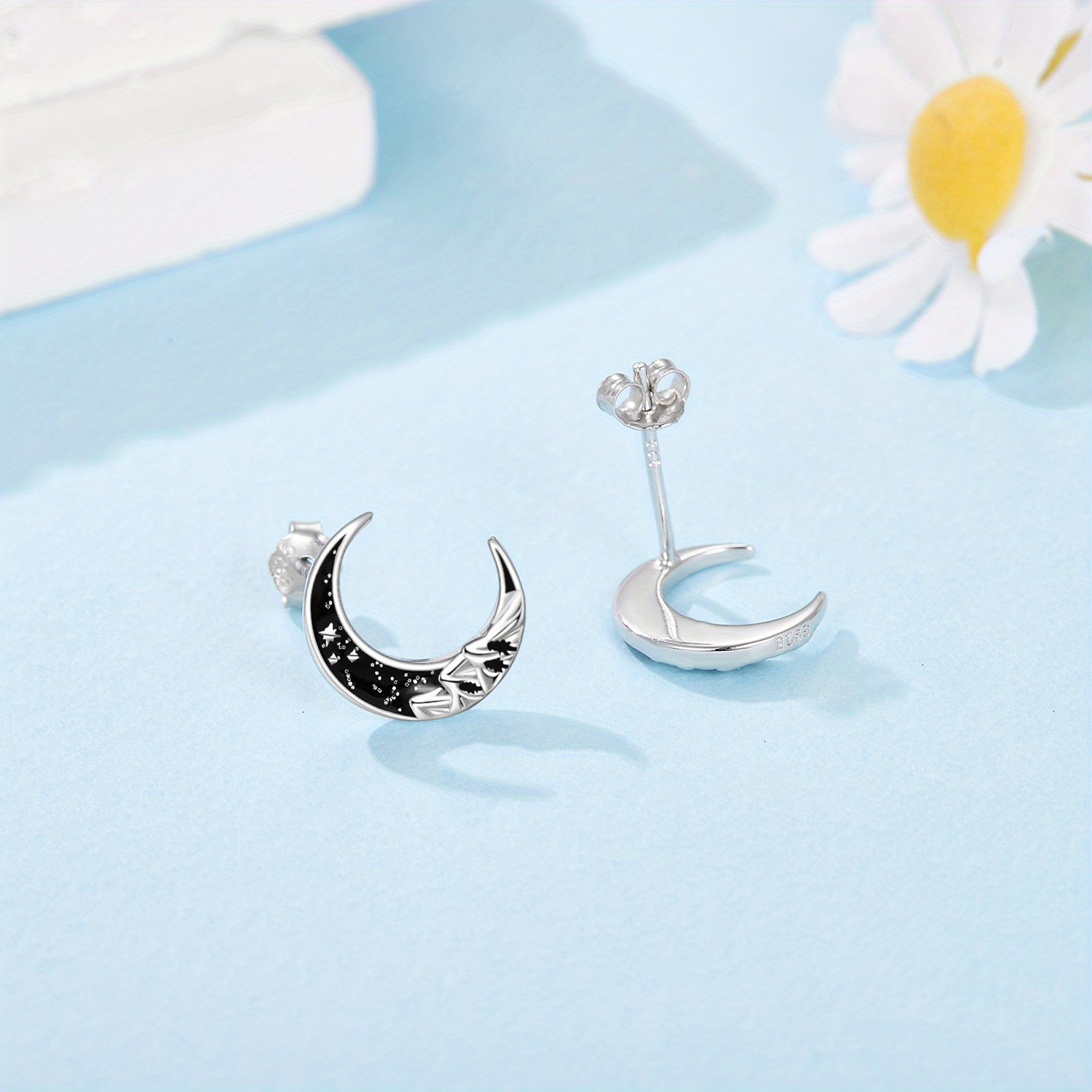   moon earrings for women 925 sterling   stud earrings moon jewelry Product details 0